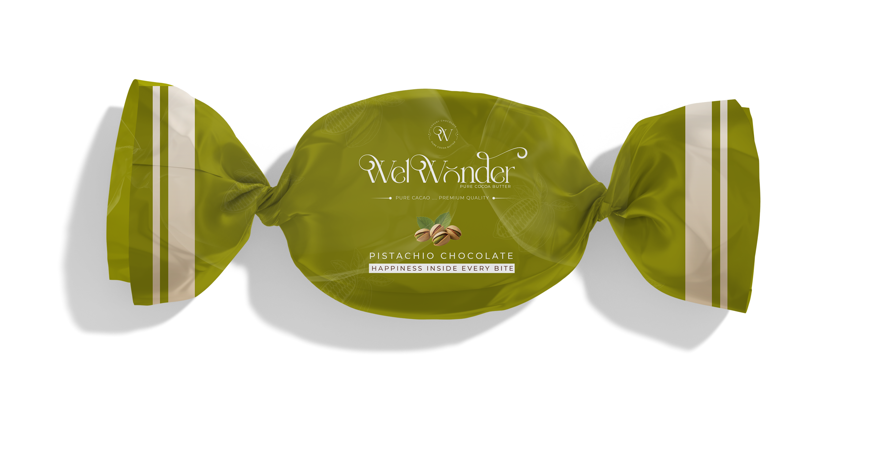 A piece of delicious chocolate with pistachio pieces. Ingredients: Sugar – Cocoa Butter Alternatives – Cocoa – Pistachio. Weight: 10 grams.
